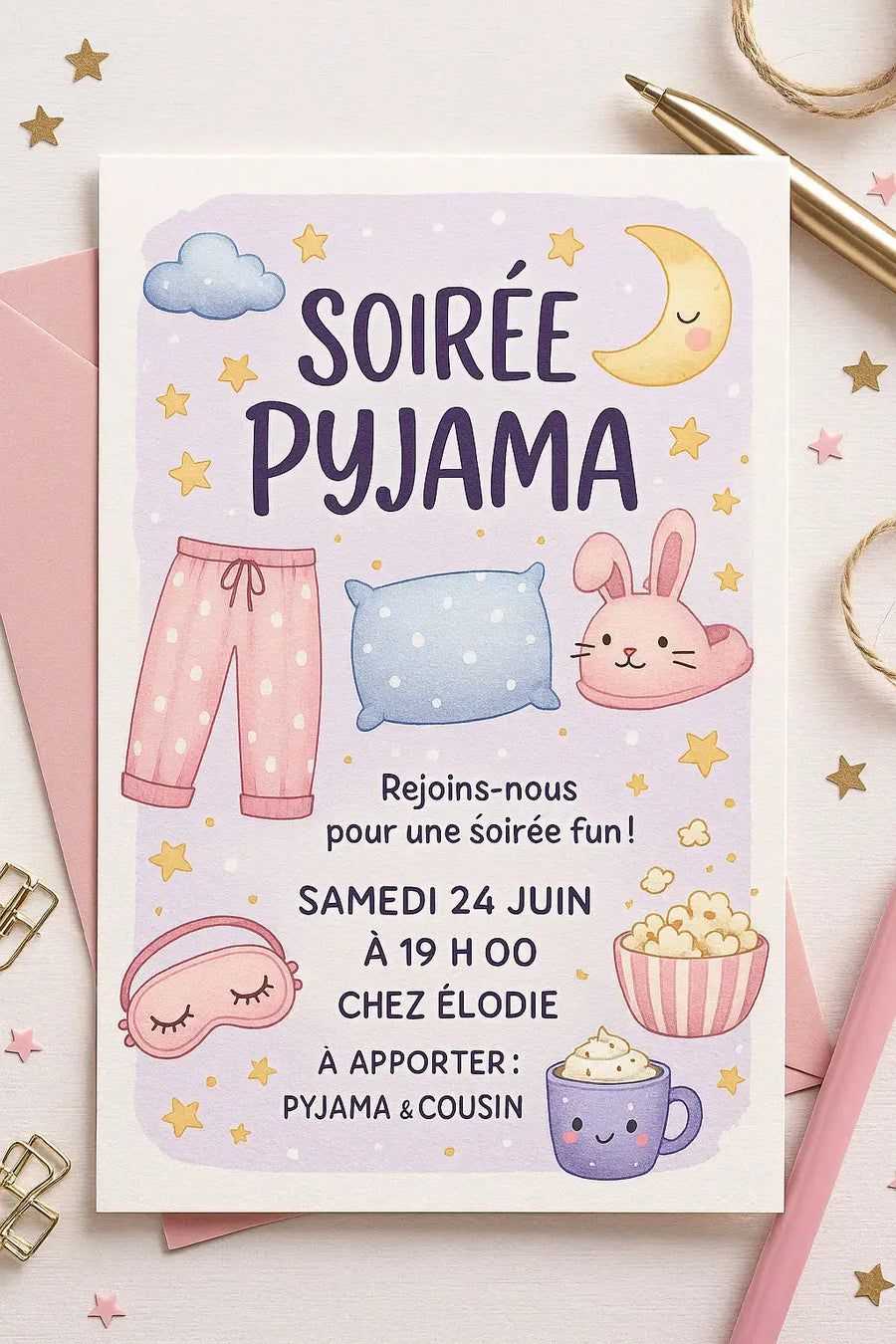 Carte d'invitation soirée pyjama : modèles, textes et organisation