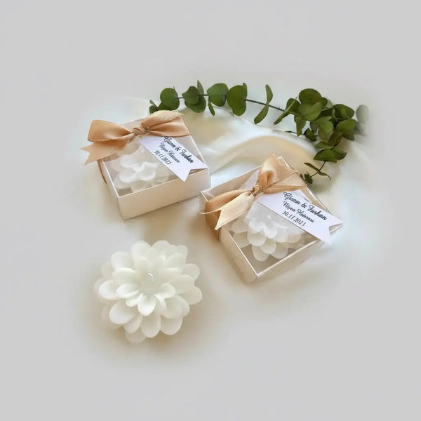 Bougie lotus personnalisée mariage — souvenir invité unique | CréaBySana