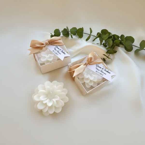 Bougie lotus personnalisée mariage — souvenir invité unique | CréaBySana