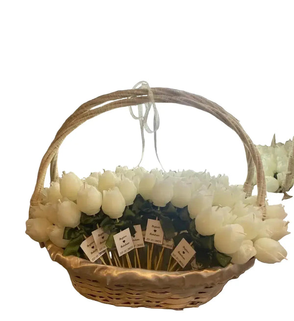 Bougie rose blanche personnalisée mariage — artisanale parfumée | CréaBySana