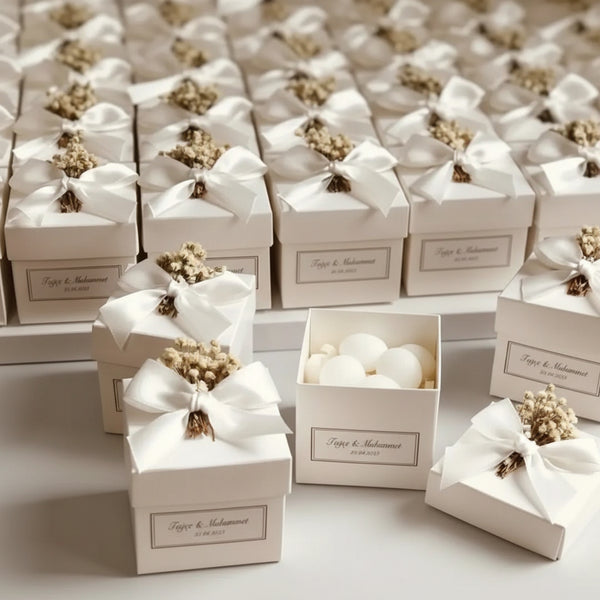Bougie bubble personnalisée avec boîte — cadeau invité mariage | CréaBySana