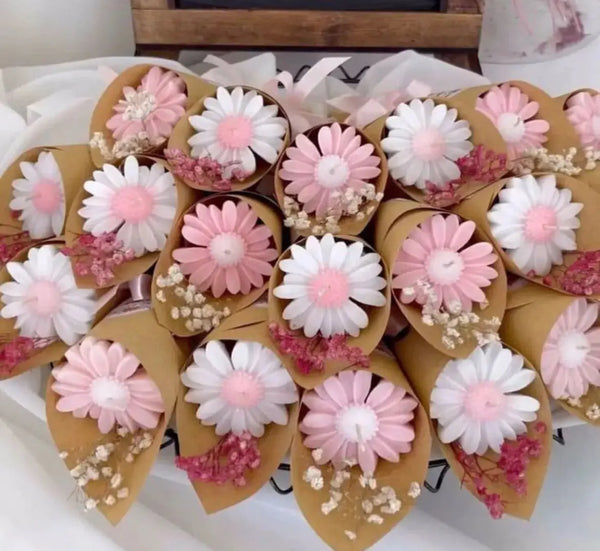 Bougies fleurs décoratives mariage baptême — cadeau invité | CréaBySana