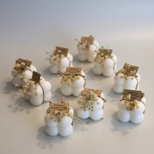 Bougies mariage personnalisées lot 200 pièces — cire de soja | CréaBySana