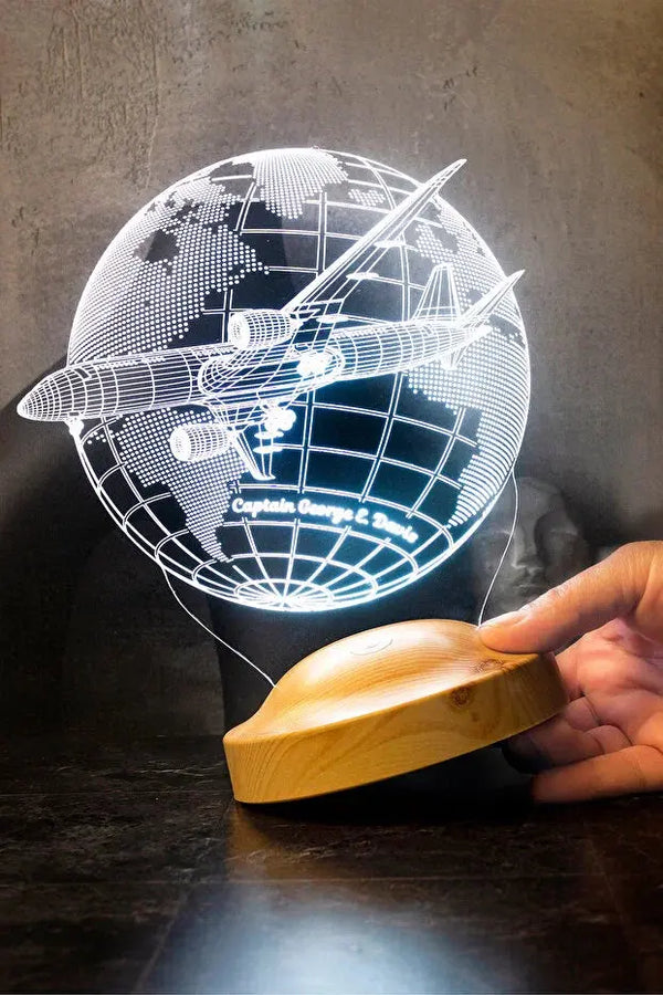 Cadeau pilote ligne veilleuse LED personnalisée prénom — artisanal | CréaBySana