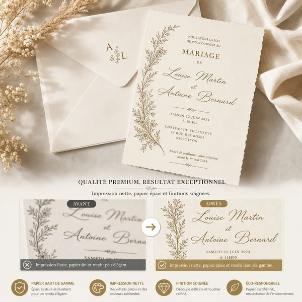 Carte invitation personnalisée mariage — design élégant | Créa By Sana
