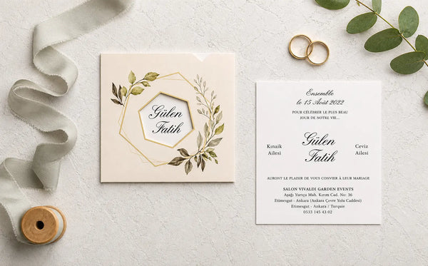 Carte invitation mariage événement personnalisée — lot 50 pièces | CréaBySana