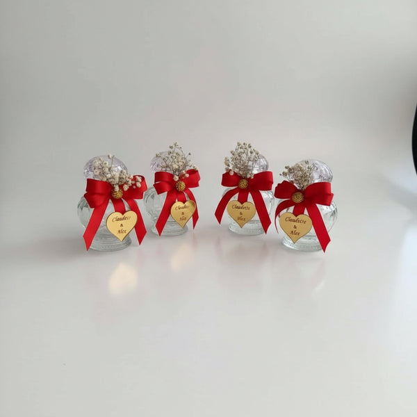Fiole verre mariage chic — cadeau invité élégant personnalisé | CréaBySana