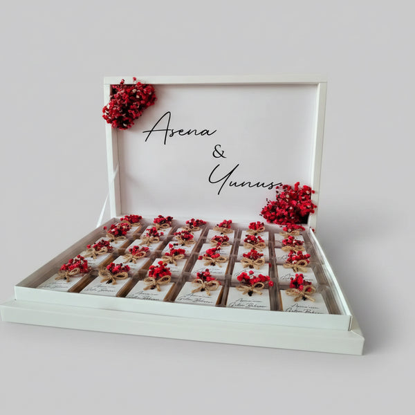 Boîte 48 chocolats mariage personnalisée — cadeau invité élégant | CréaBySana