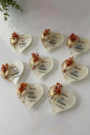 Magnet personnalisé mariage cœur résine — souvenir élégant | CréaBySana
