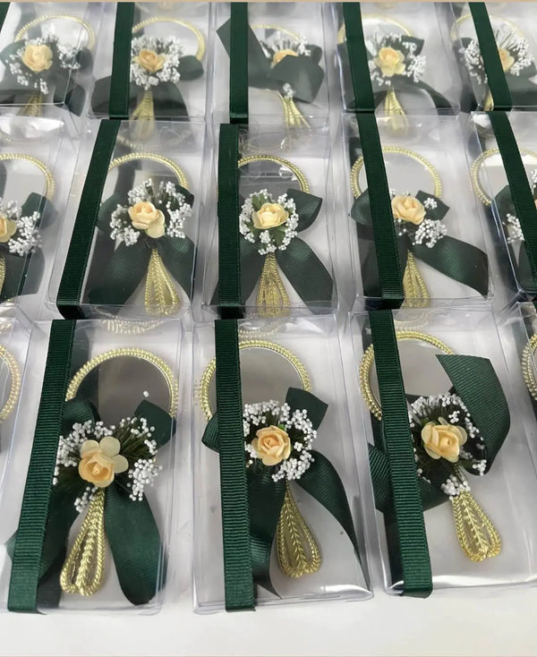 Miroir mariage personnalisé doré — initiale fleurs séchées perle | Créa By Sana