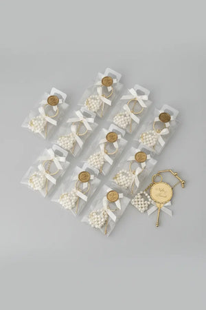 Porte-clés cœur perles mariage personnalisé — cadeau invité | CréaBySana