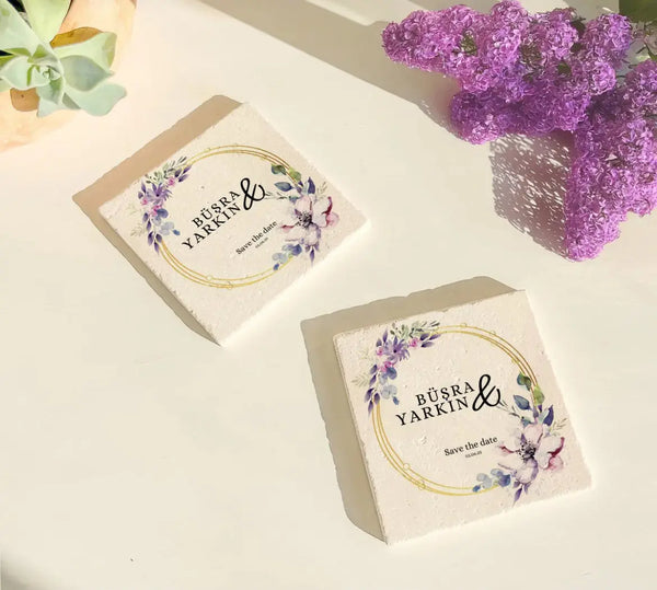 Dessous de verre pierre personnalisé — cadeau invité mariage | Créa By Sana
