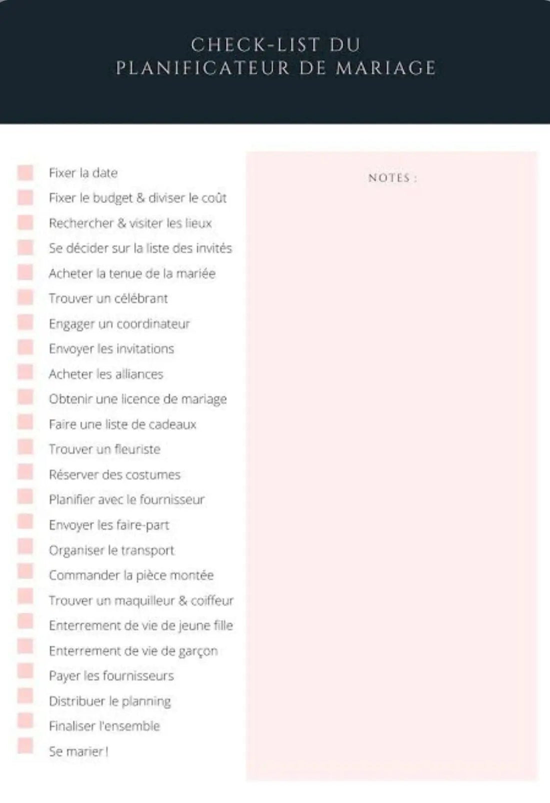 Check-list mariage de A à Z - CréaBySana