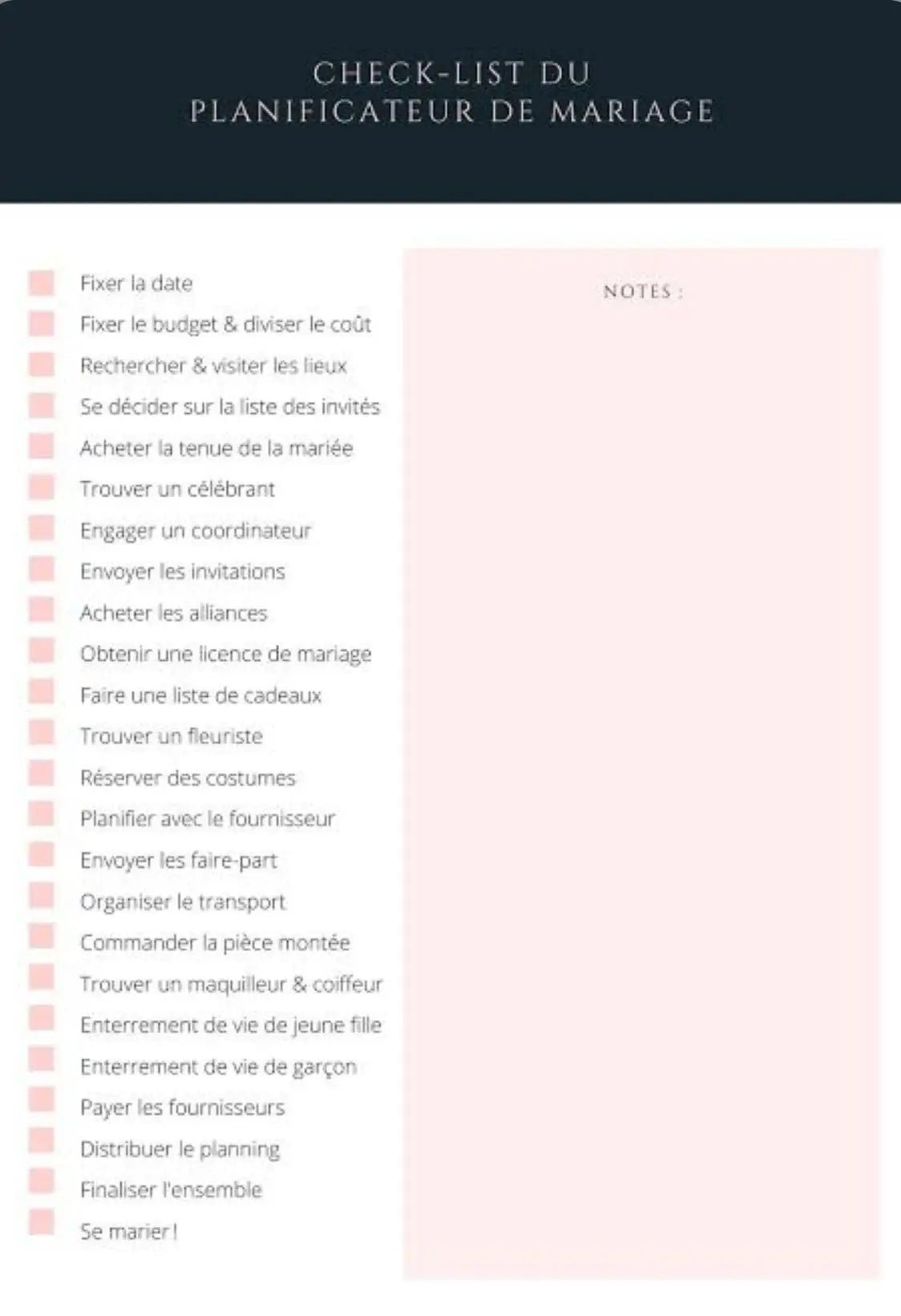 Check-list mariage de A à Z - CréaBySana