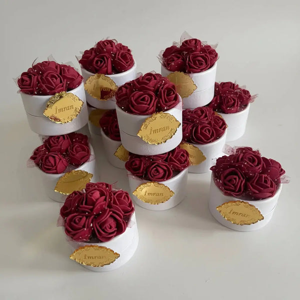 Boîte dragées mariage personnalisée velours blanc — finition luxe | CréaBySana