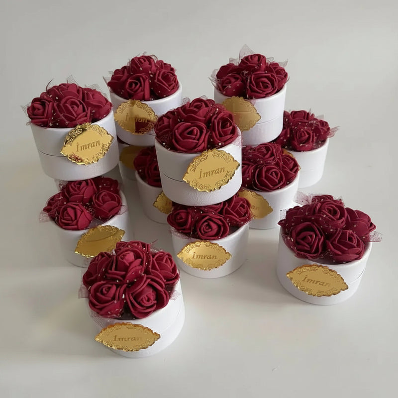 Boîte dragées mariage personnalisée velours blanc — finition luxe | CréaBySana