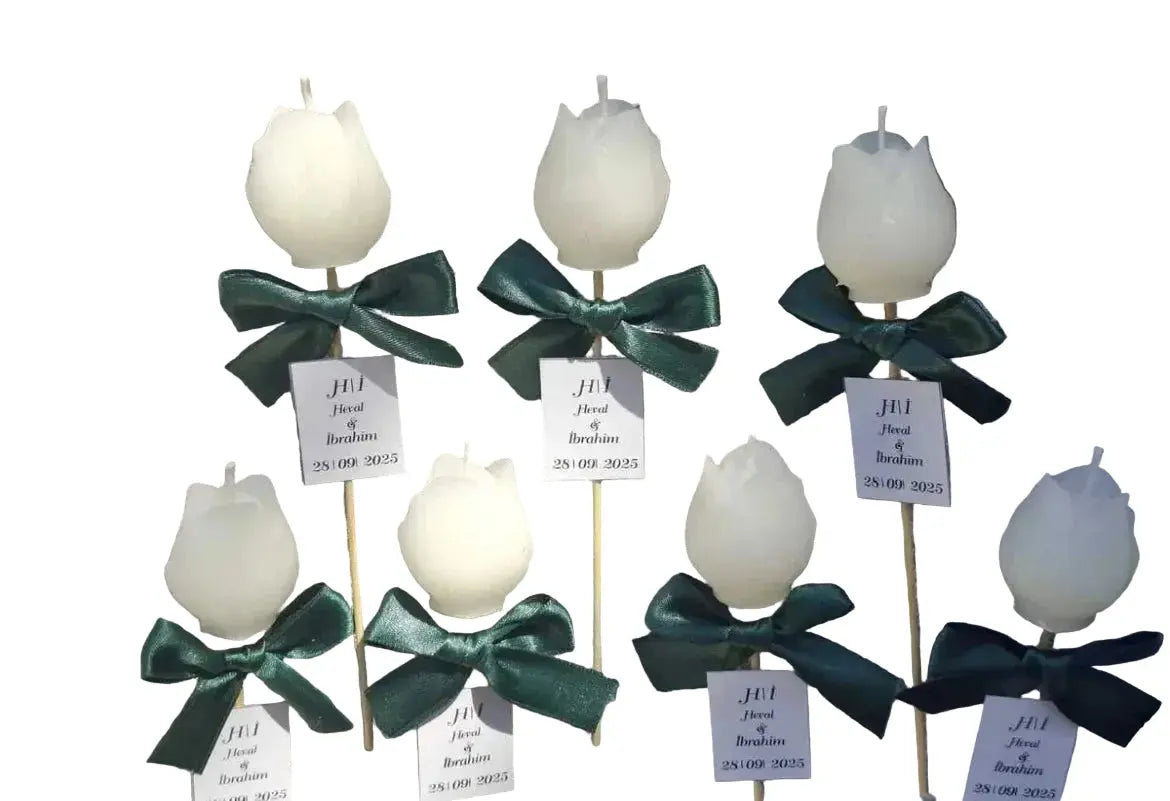 Bougie rose blanche parfumée mariage — souvenir invité artisanal | CréaBySana