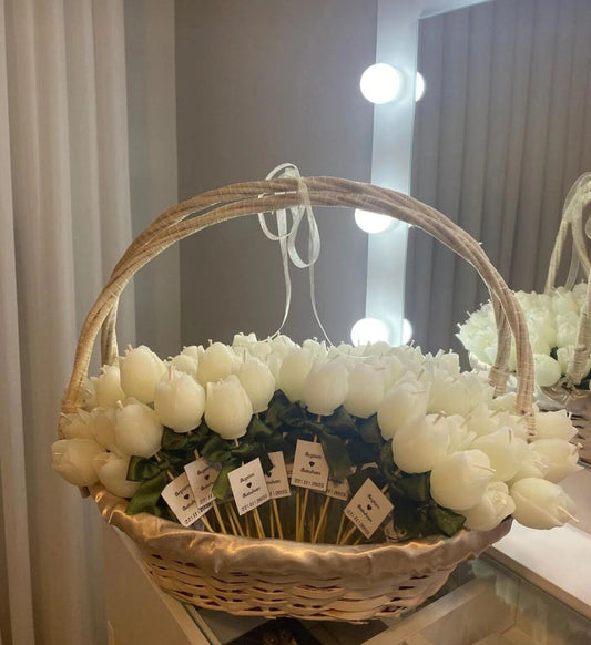 Bougie Personnalisée Rose Blanche – Cadeau Invité Mariage, Baptême ou Fiançailles – Élégante & Parfumée – Fait Main - CréaBySana