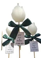Bougie personnalisée rose blanche mariage — cadeau invité | CréaBySana