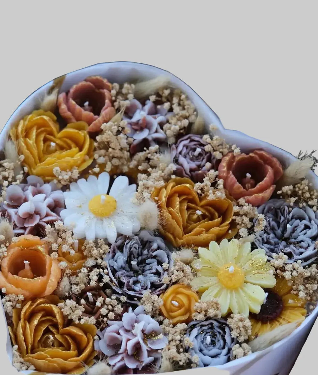 Bougie cœur floral personnalisée — cadeau Saint-Valentin luxe | CréaBySana