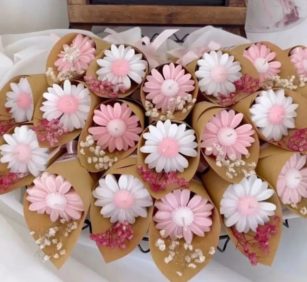 Bougie camomille rose/blanche CréaBySana