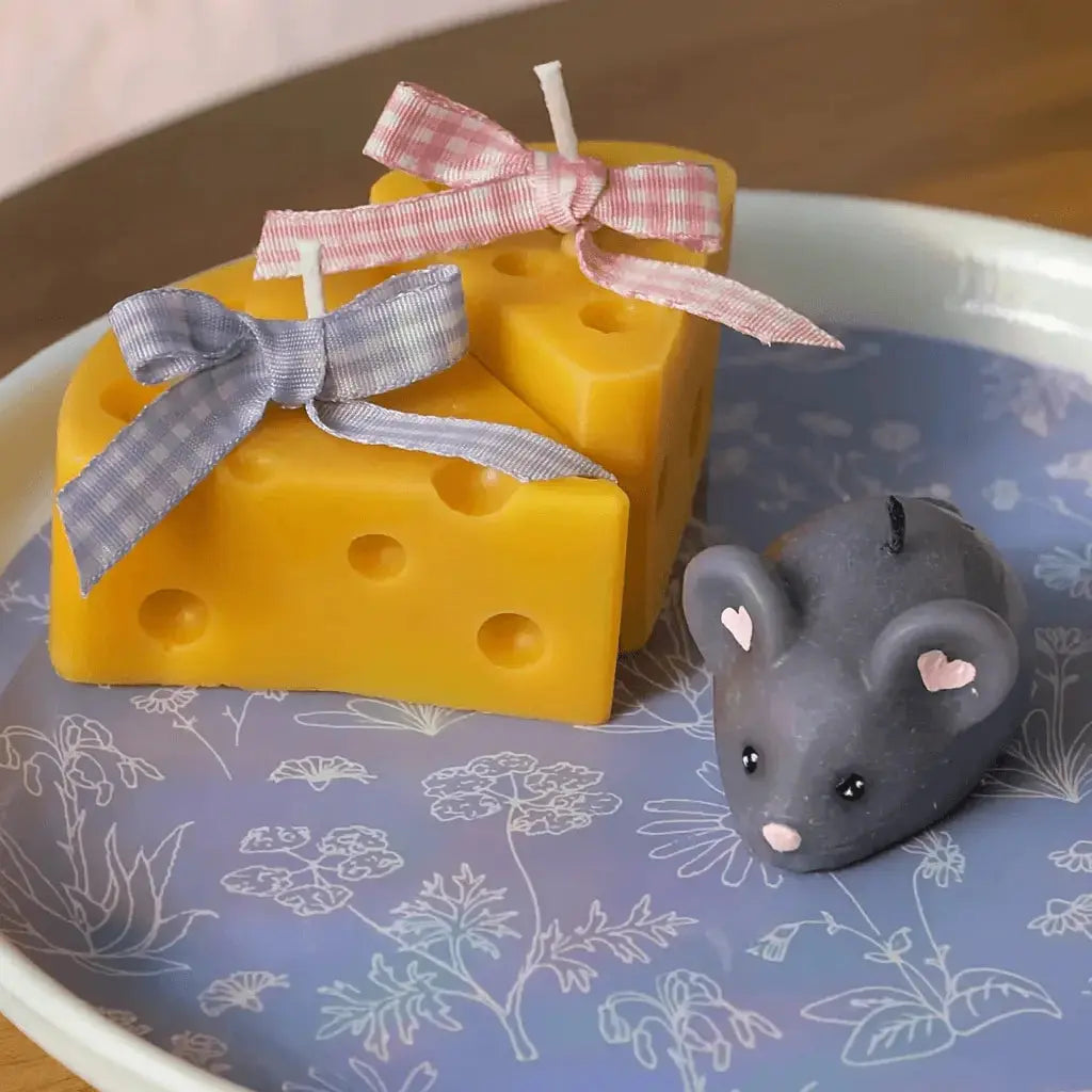 Bougie Forme Fromage avec Souris – Bougie décorative artisanale – Idée cadeau originale CréaBySana