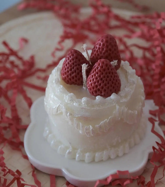 Bougie gâteau fraise CréaBySana