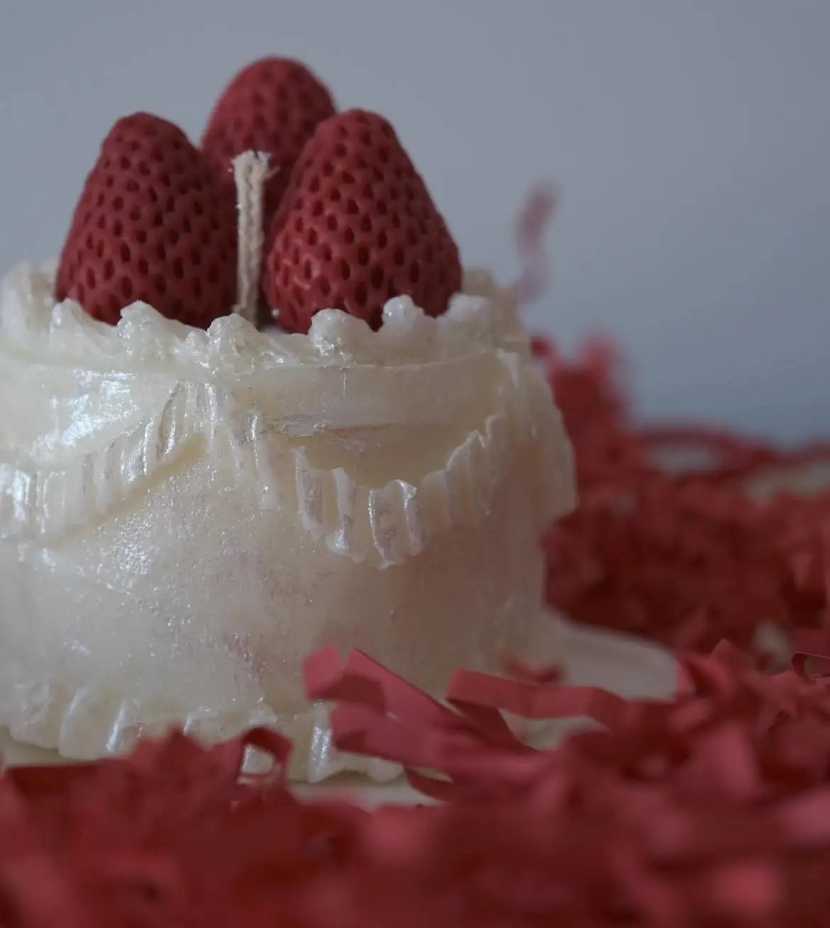 Bougie gâteau fraise CréaBySana