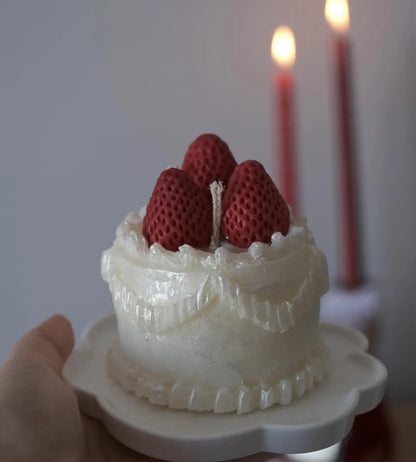 Bougie gâteau fraise CréaBySana