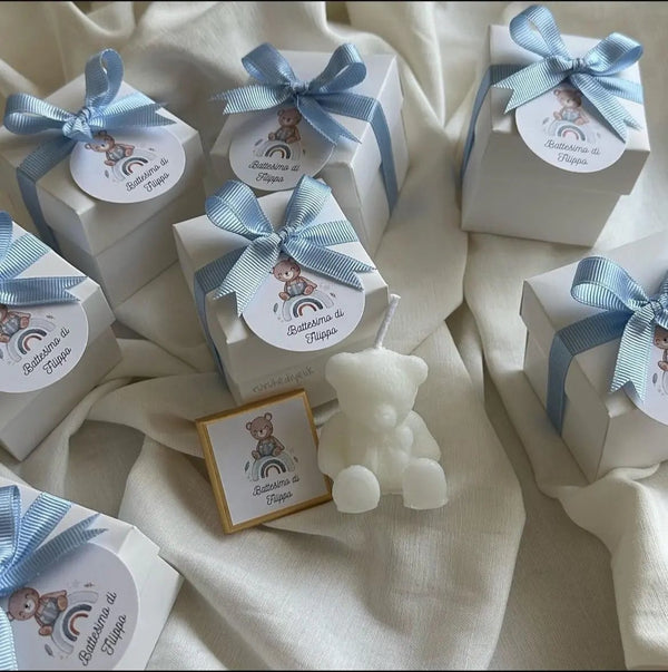 Bougie ourson cire soja personnalisée — cadeau invité fête | CréaBySana