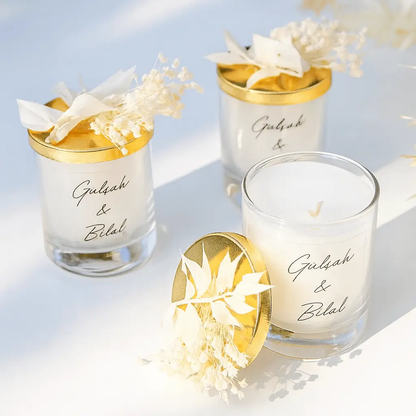 Bougie publicitaire personnalisée – Cadeau invité chic et parfumé CréaBySana