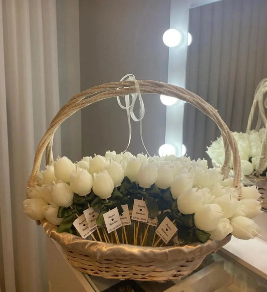 Bougie Personnalisée Rose Blanche – Cadeau Invité Mariage, Baptême ou Fiançailles – Élégante & Parfumée – Fait Main - CréaBySana