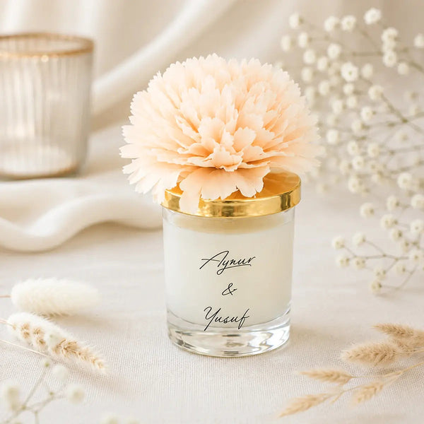 Bougie personnalisée en pot de verre – Cadeau invité mariage bougies CréaBySana