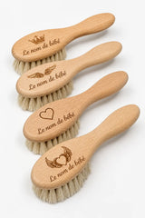 Brosse bébé bois personnalisée prénom gravé — cadeau naissance | CréaBySana