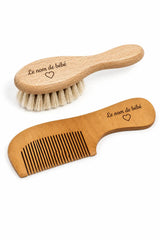 Brosse bébé personnalisée hêtre — gravure prénom poils doux | CréaBySana