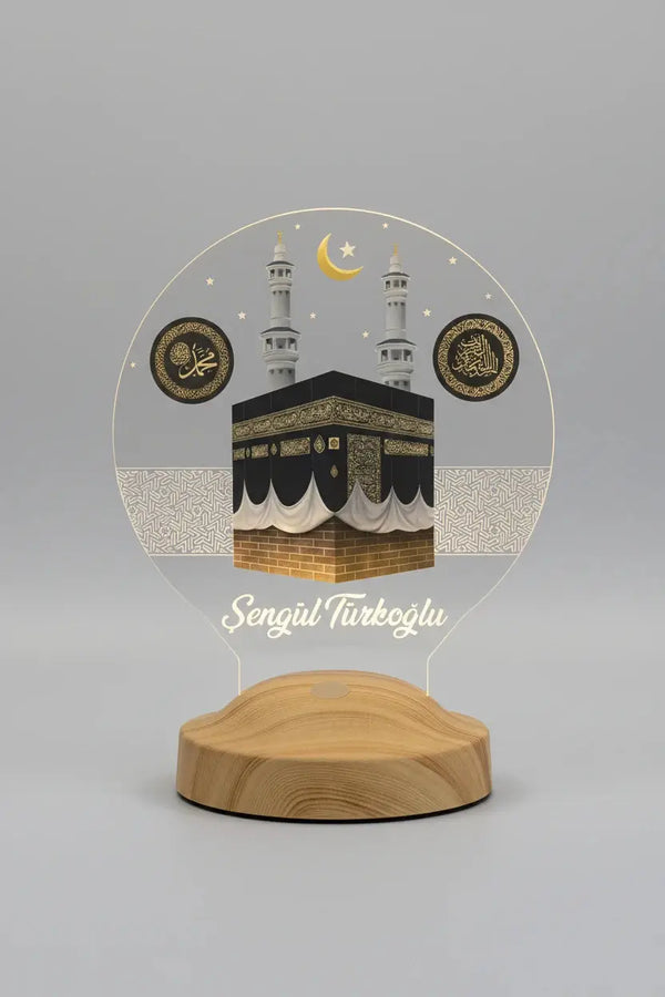 Cadeau Hajj Omra personnalisé veilleuse LED Kaaba gravée prénom | CréaBySana