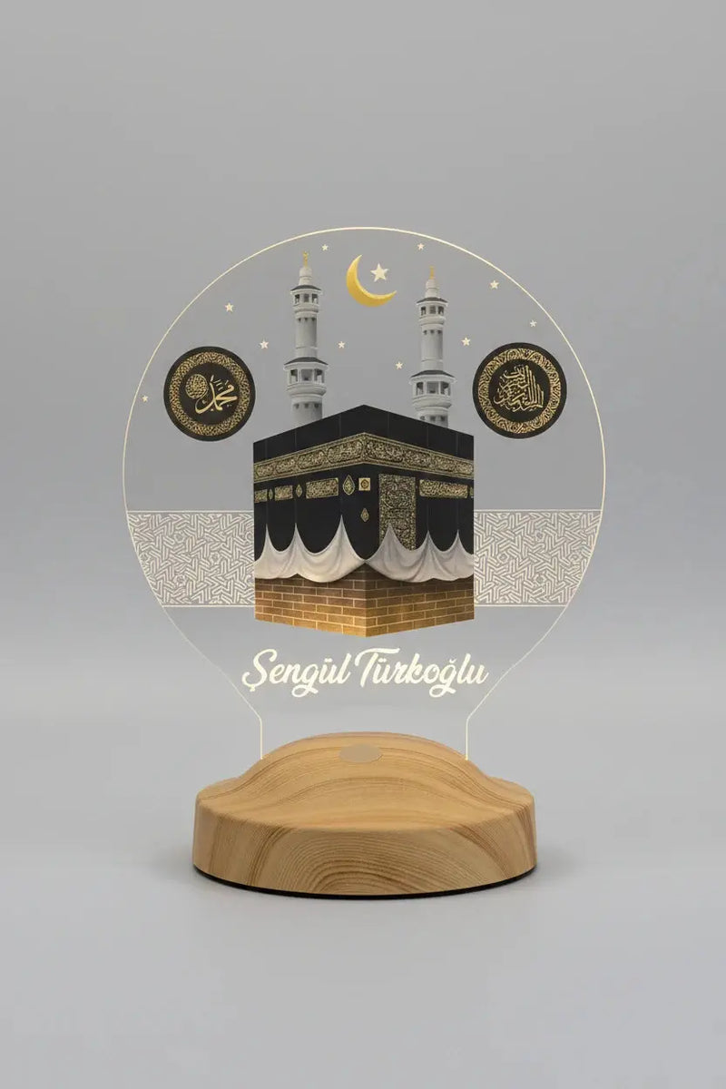 Cadeau Hajj Omra personnalisé veilleuse LED Kaaba gravée prénom | CréaBySana