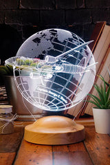 Cadeau pilote de ligne personnalisé — veilleuse LED globe avion gravée | CréaBySana