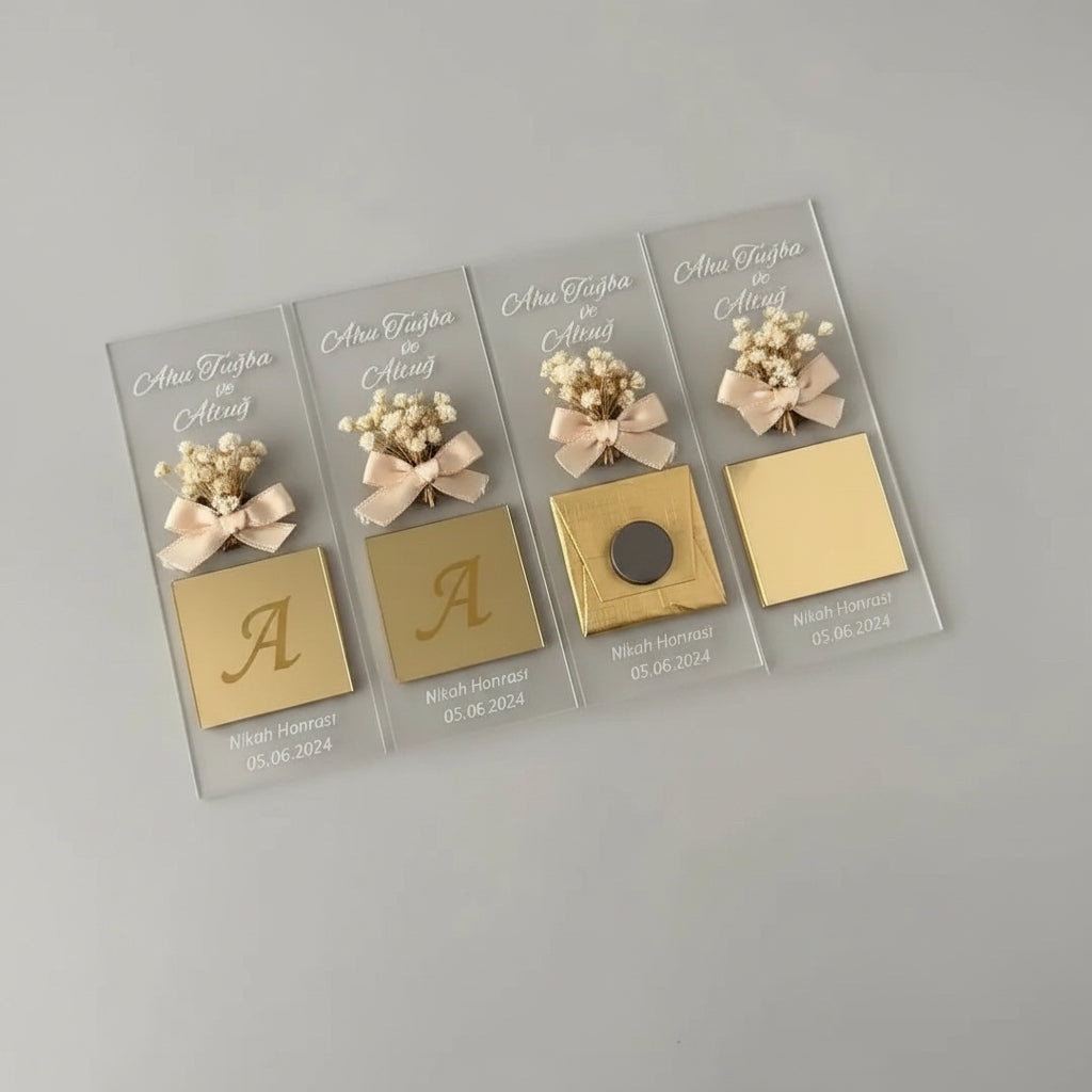 Cadeau invité acrylique mariage — gravure prénoms et date | Créa By Sana
