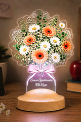 Veilleuse LED jardinier gravée au prénom, modèle Bouquet de Gerberas