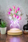 Veilleuse LED jardinier gravée au prénom, socle en bois