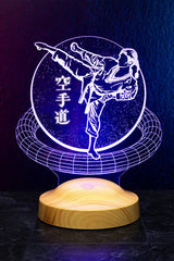 Veilleuse acrylique judo gravée au prénom, sept couleurs