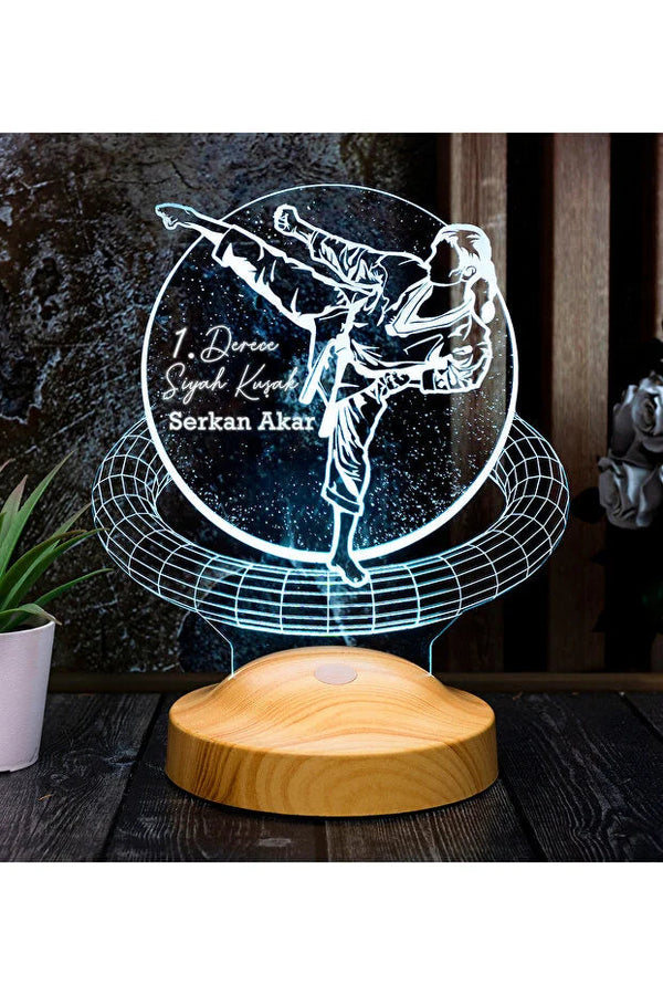 Cadeau Judo Personnalisé — Veilleuse LED Judoka Gravé veilleuse personnalisé CréaBySana