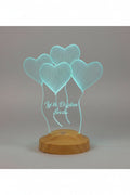Veilleuse LED nounou gravée au prénom, socle en bois