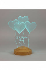 Veilleuse LED nounou gravée au prénom, socle en bois