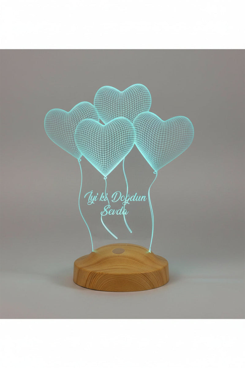 Veilleuse LED nounou gravée au prénom, socle en bois