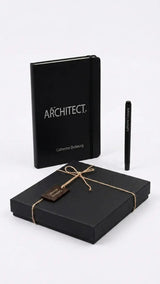 Cadeau pour Architecte Personnalisé — Coffret Carnet & Stylo Gravés au Prénom CréaBySana