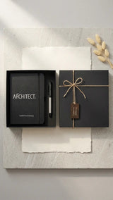 Cadeau pour Architecte Personnalisé — Coffret Carnet & Stylo Gravés au Prénom CréaBySana