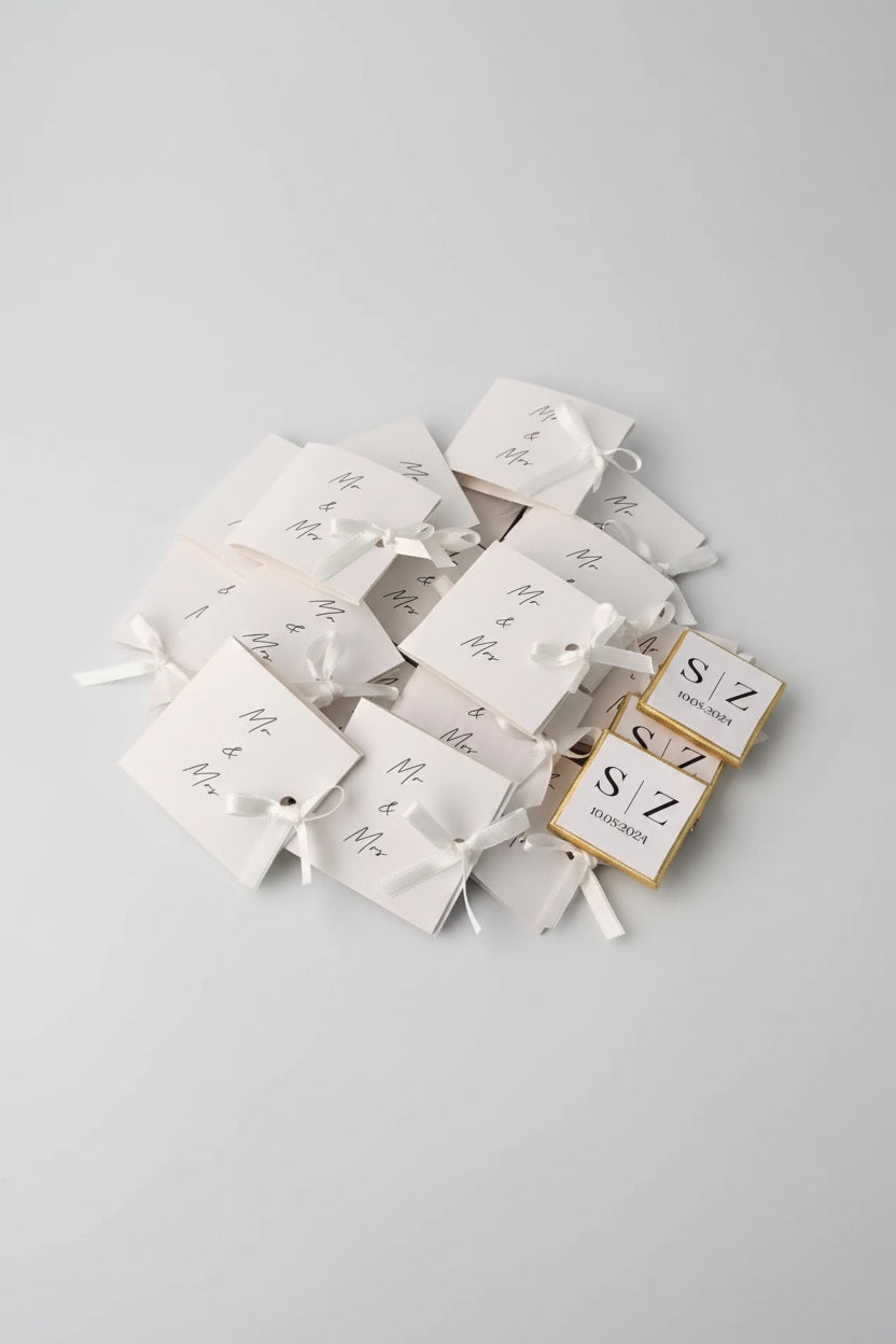 Carrés chocolat personnalisés mariage — souvenir invité douceur | CréaBySana