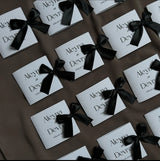Carrés chocolat personnalisés — prénoms date gravés mariage | CréaBySana